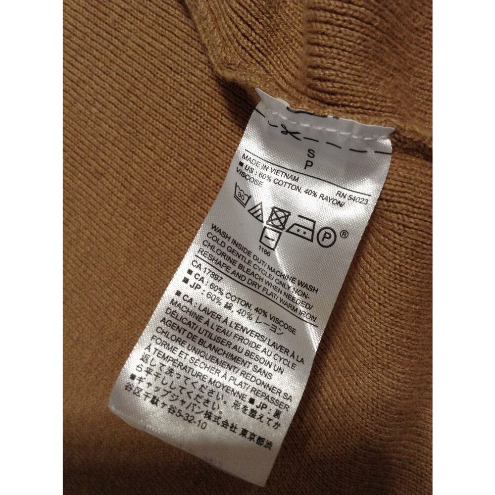 Banana Republic Long Cardigan Sweater Small Camel Tan Open Front Button Cuff - Picture 8 of 8